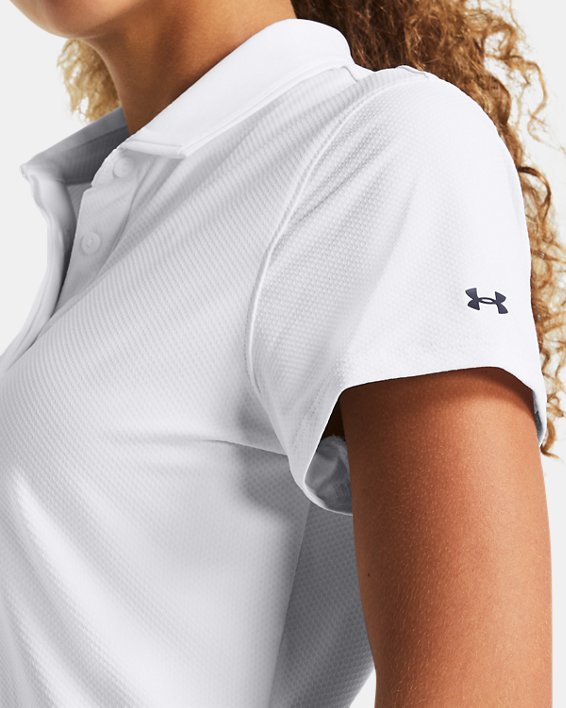 Women's UA Iso-Chill Short Sleeve Polo, White, pdpMainDesktop image number 2